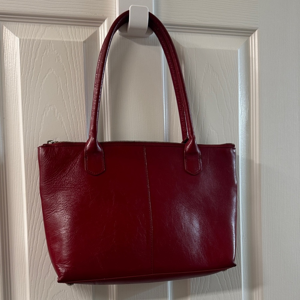 Chic Red HOBO Leather Tote Bag